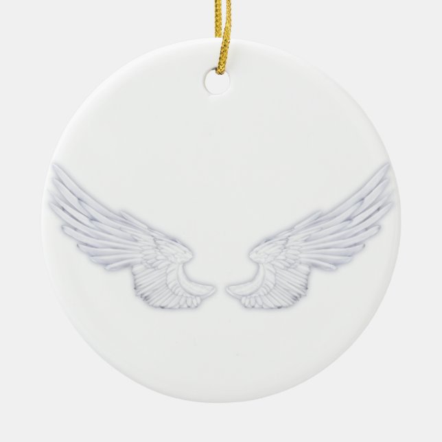 Falln White Angel Wings Ceramic Tree Decoration (Front)