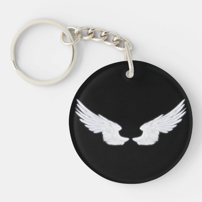 Falln White Angel Wings Key Ring (Front)