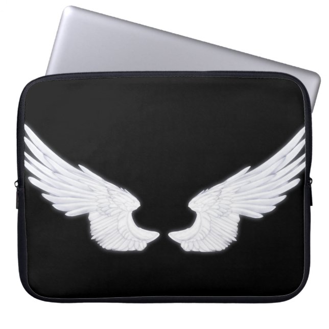 Falln White Angel Wings Laptop Sleeve (Front)
