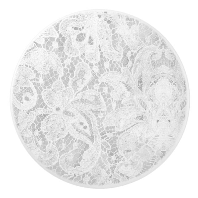 Falln White Lace Ceramic Knob (Front)