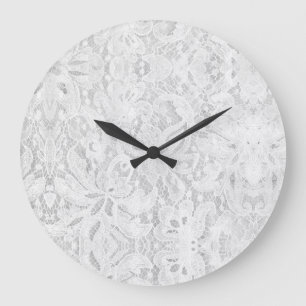 Falln White Lace Large Clock