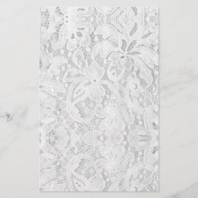 Falln White Lace Stationery (Front)