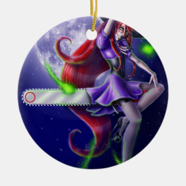 Falln Witchy PinUp Ceramic Tree Decoration (Front)