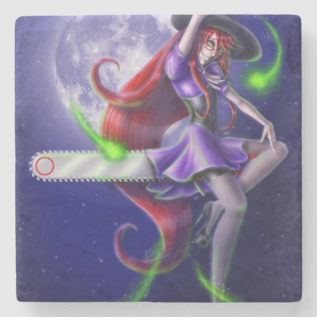 Falln Witchy PinUp Stone Coaster (Front)