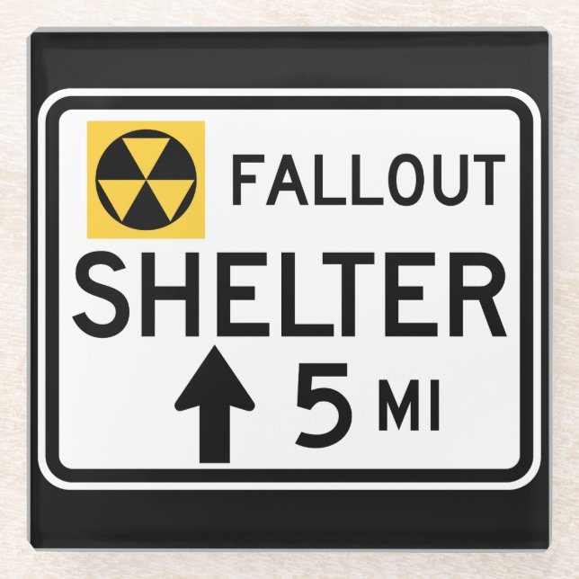 Fallout Shelter Sign Glass Coaster (Front)