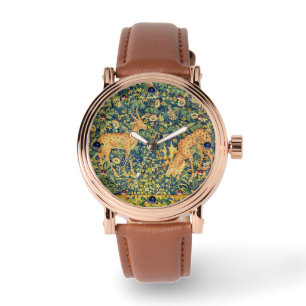 FALLOW DEER PAIR,GOTHIC FANTASY FLOWERS,Green Watch