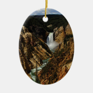 FALLS AT YELLOWSTONE YEAH CERAMIC TREE DECORATION