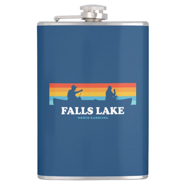 Falls Lake North Carolina Canoe Hip Flask (Front)