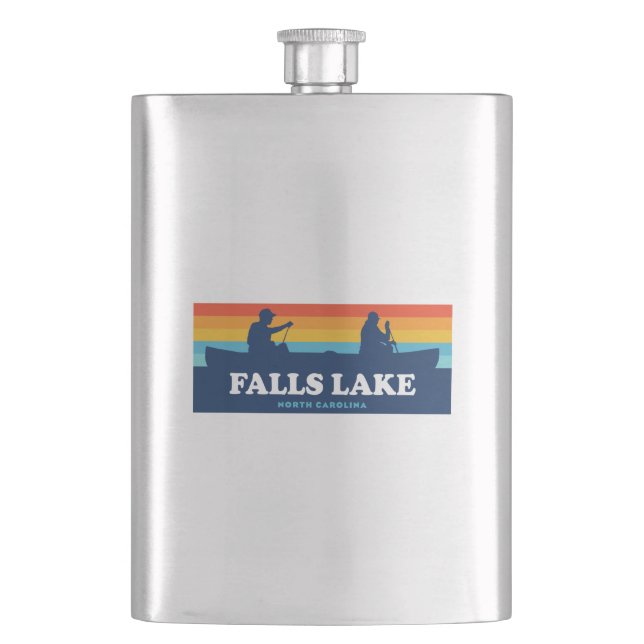 Falls Lake North Carolina Canoe Hip Flask (Front)