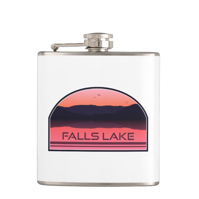 Falls Lake North Carolina Red Sunrise Hip Flask (Front)