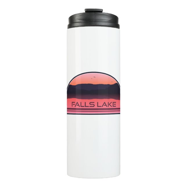 Falls Lake North Carolina Red Sunrise Thermal Tumbler (Front)