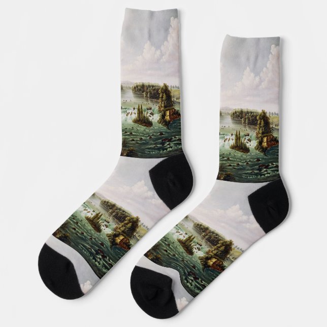 Falls of Saint Anthony by Henry Lewis Socks (Left)