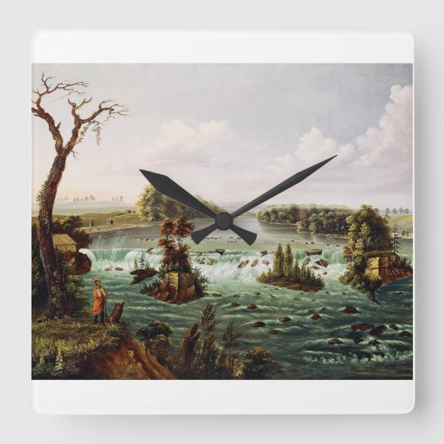 Falls of Saint Anthony by Henry Lewis Square Wall Clock (Front)