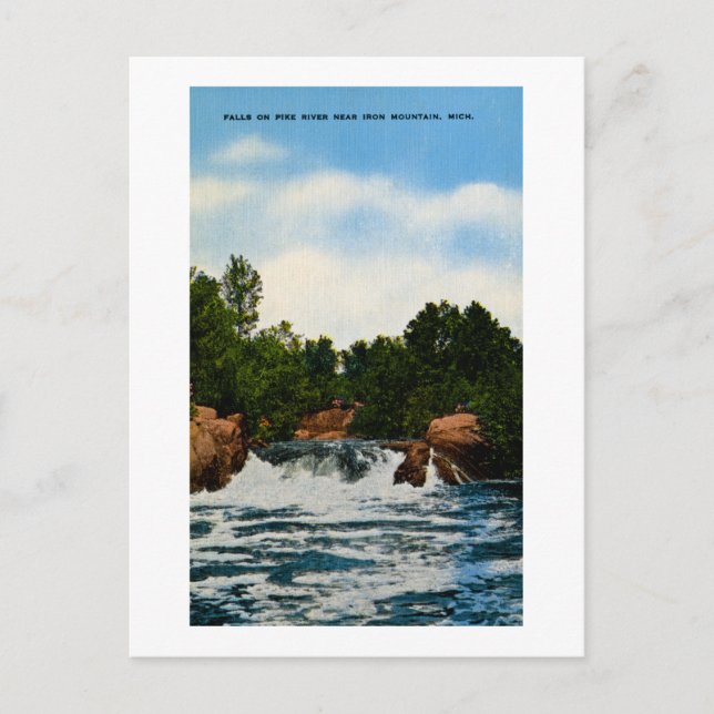 Falls on Pike River near Iron Mountain, Michigan Postcard (Front)