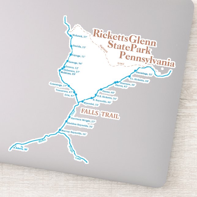 Falls Trail Map 8"x8" (Detail)