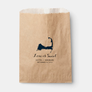 Falmouth Cape Cod Map with Heart Favours Favour Bags