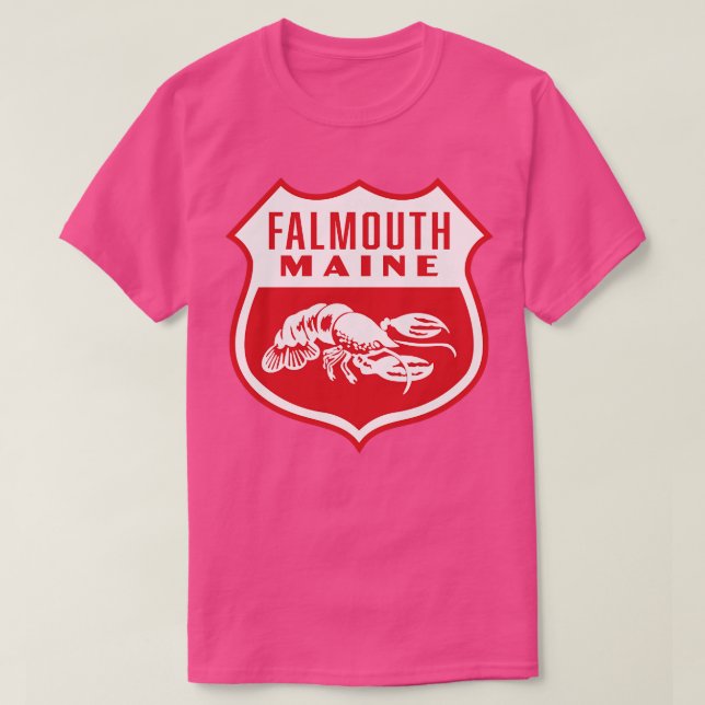 Falmouth Maine Retro  Shield White T-Shirt (Design Front)