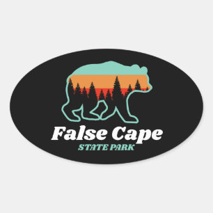 False Cape State Park Virginia Bear Retro Oval Sticker