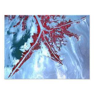 False colour satellite photo print