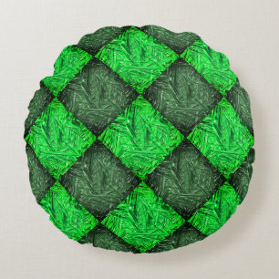 False green chess grass or coconut leaves. round cushion