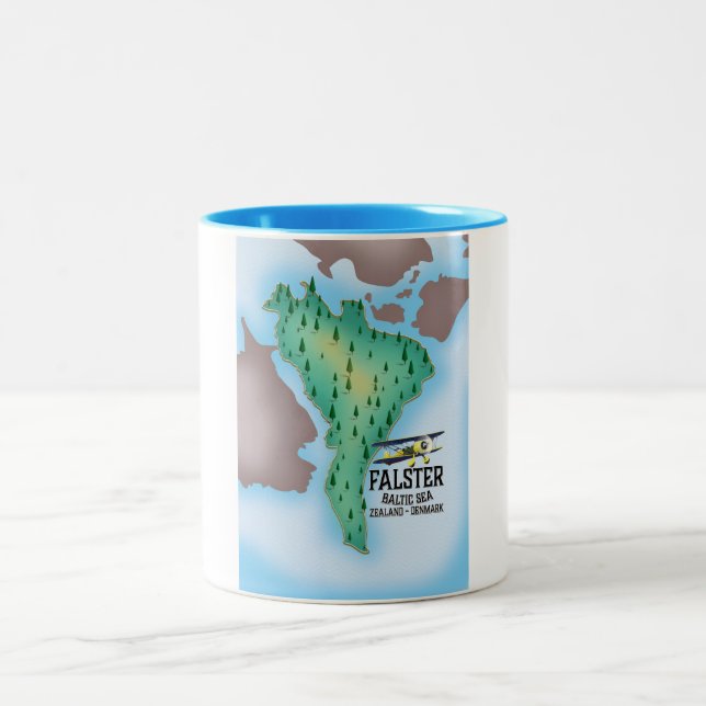 Falster Island Denmark travel poster. Two-Tone Coffee Mug (Center)