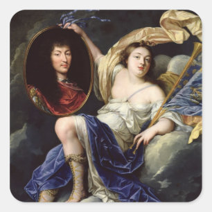 Fame Presenting a Portrait of Louis XIV Square Sticker
