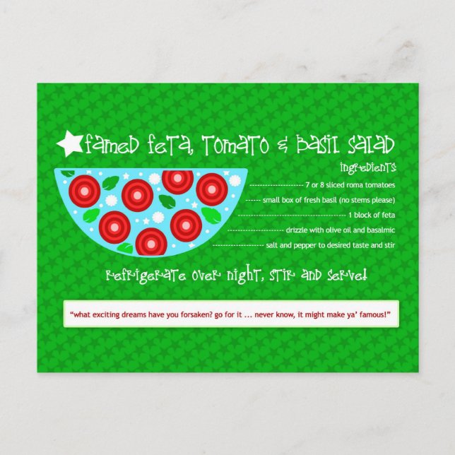 FAMED FETA TOMATO BASIL SALAD POSTCARD (Front)