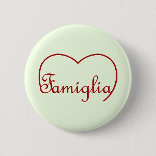 Famiglia Italian Family heart Red 6 Cm Round Badge