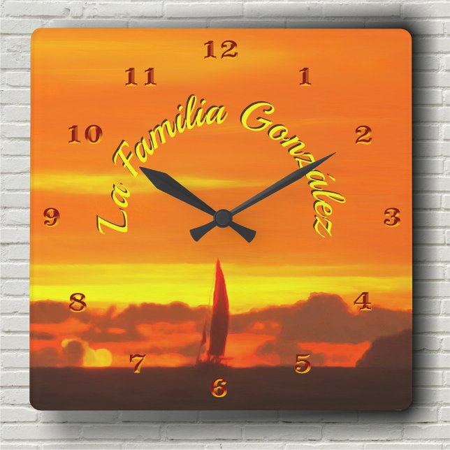 Familia Sailboat Sunset 1300 Square Wall Clock (Creator Uploaded)