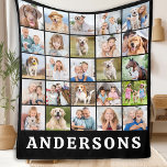 Family 25 Photo Collage Personalised Name Black Fleece Blanket<br><div class="desc">Wrap yourself in cherished memories with our Personalised Photo Collage Blanket. This modern and simple blanket design allows you to showcase up to 25 of your favourite photos, making it a heartwarming addition to any home. Features Customisable Design: Choose from a selection of your most beloved photos, whether they capture...</div>