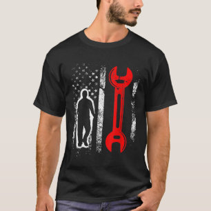 Family 365 Usa Red White Blue American Flag Mechan T-Shirt