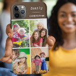 Family 4 Photo Collage Chocolate Brown Custom Case-Mate iPhone Case<br><div class="desc">Create your own custom Phone case for iphone 11 pro max and many other models. The design features a grid style photo collage with 4 of your favourite photos, your name and the word "family". The photo template is set up ready for you to add your photos, working clockwise from...</div>