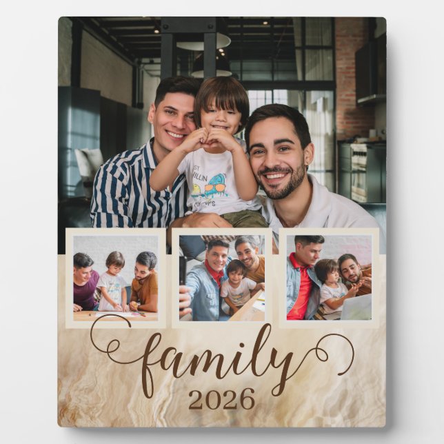 Family 4 Photo Collage Two Dads  Plaque (Front)