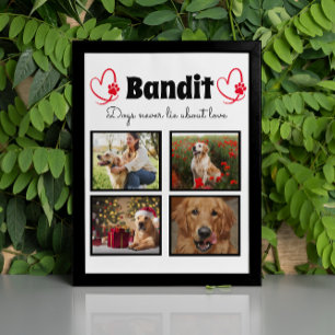 Family 4 photo customised dog collage tabletop plaque