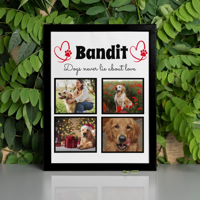 Family 4 photo customised dog collage tabletop plaque (Creator Uploaded)