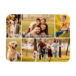 Family 5 Photo Collage Name Magnet