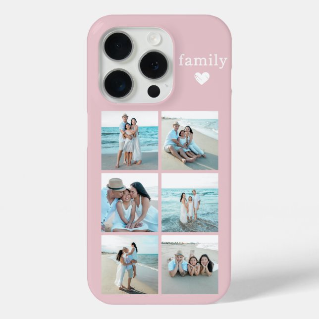 Family 6 Photo Blush Pink Case-Mate iPhone Case (Back)