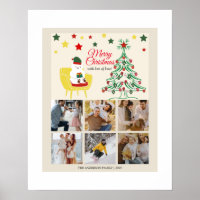 Family 6 Photo Collage Tree Modern Merry Christmas