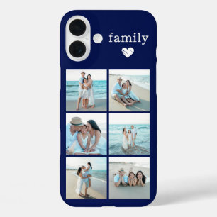 Family 6 Photo Navy Blue iPhone 16 Plus Case