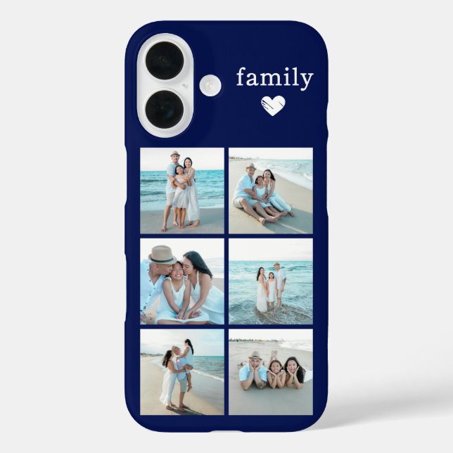 Family 6 Photo Navy Blue Case-Mate iPhone Case (Back)