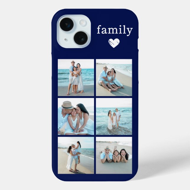 Family 6 Photo Navy Blue Case-Mate iPhone Case (Back)