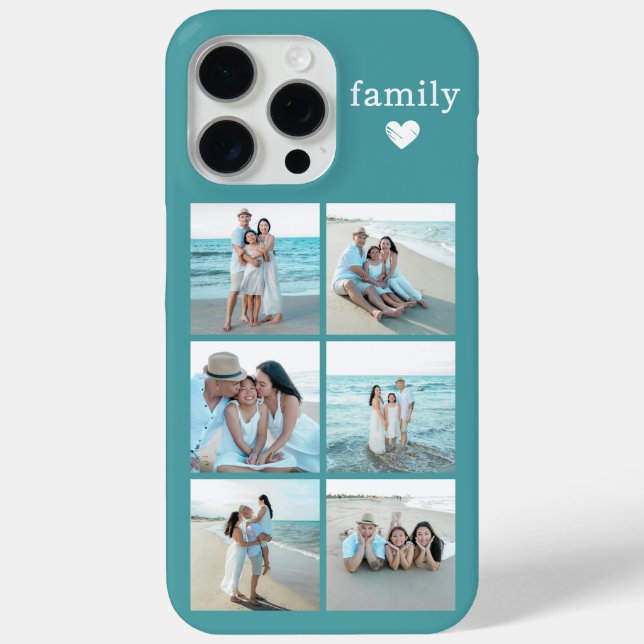 Family 6 Photo Teal Case-Mate iPhone Case (Back)