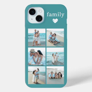 Family 6 Photo Teal iPhone 15 Mini Case