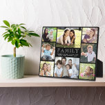 Family 8 Photo Collage Black Plaque<br><div class="desc">An elegant custom 8 photo collage black plaque to display your favourite family pictures. Add eight photos of parents,  children,  grandparents,  other family members,  pets,  etc. Personalise "FAMILY, " written in the middle in open white typography,  and add family names or other text in simple white typography.</div>