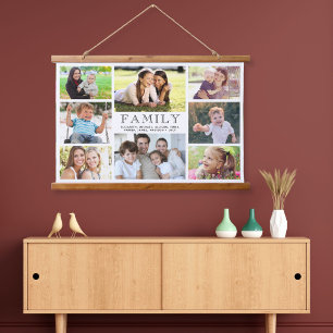 Family 8 Photo Collage Hanging Tapestry