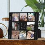Family 8 photo collage monogram name personalized plaque<br><div class="desc">Custom monogram and name with family established year 8 photo grid elegant simple black and white keepsake photo frame template plaque.         A thoughtful gift for Christmas or for your family anniversary.</div>