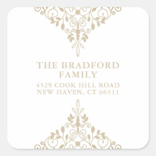 Family Address Classic Sophisticated Ornament Square Sticker