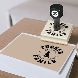 FAMILY Address Dog Image Rubber Stamp