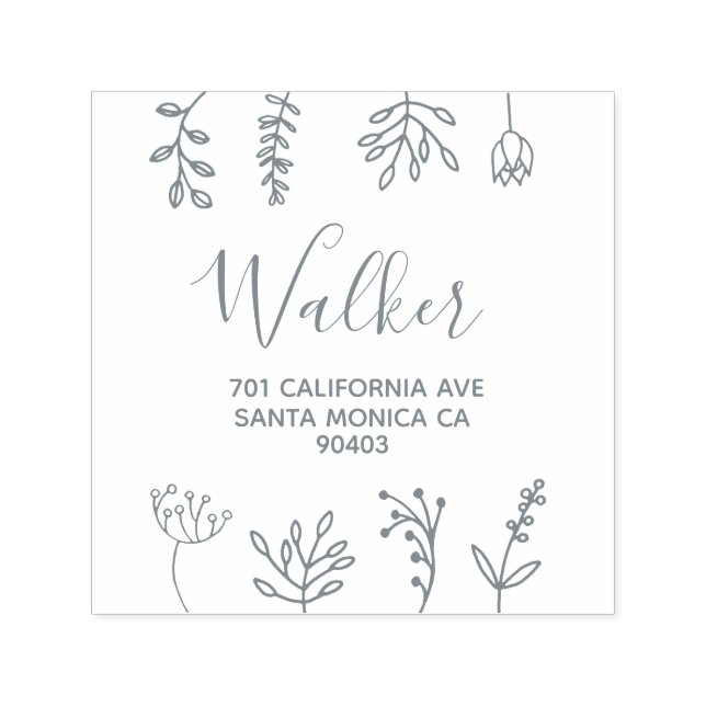 family address floral doodles self-inking stamp (Design)