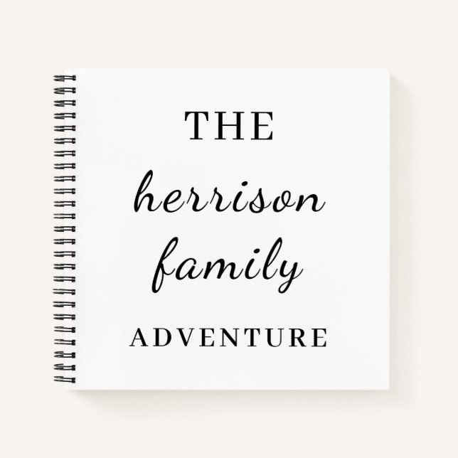 Family Adventures Modern Minimal Design Notebook (Front)